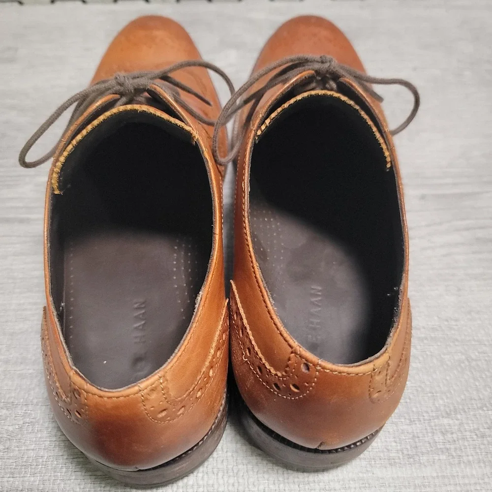 Cole Haan C24116 Wingtip Oxford Mens 11 M British Tan Leather Brogue Dress Shoes